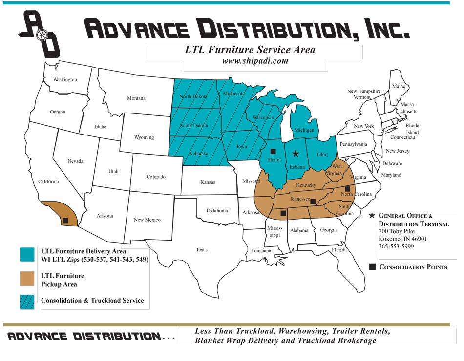 advanced distribution shipping company delivery zone