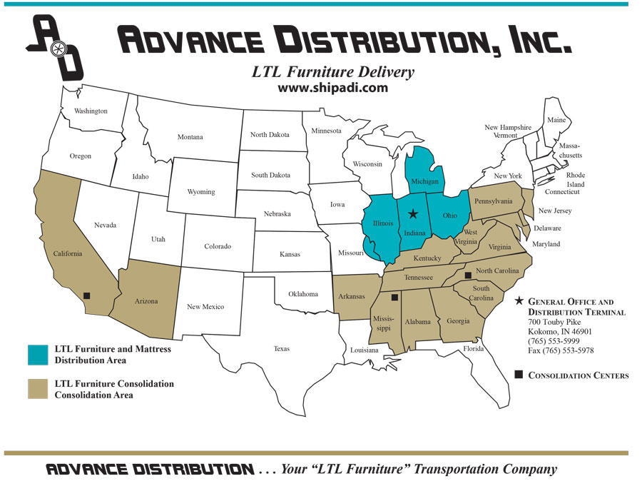 advanced distribution shipping company delivery zone